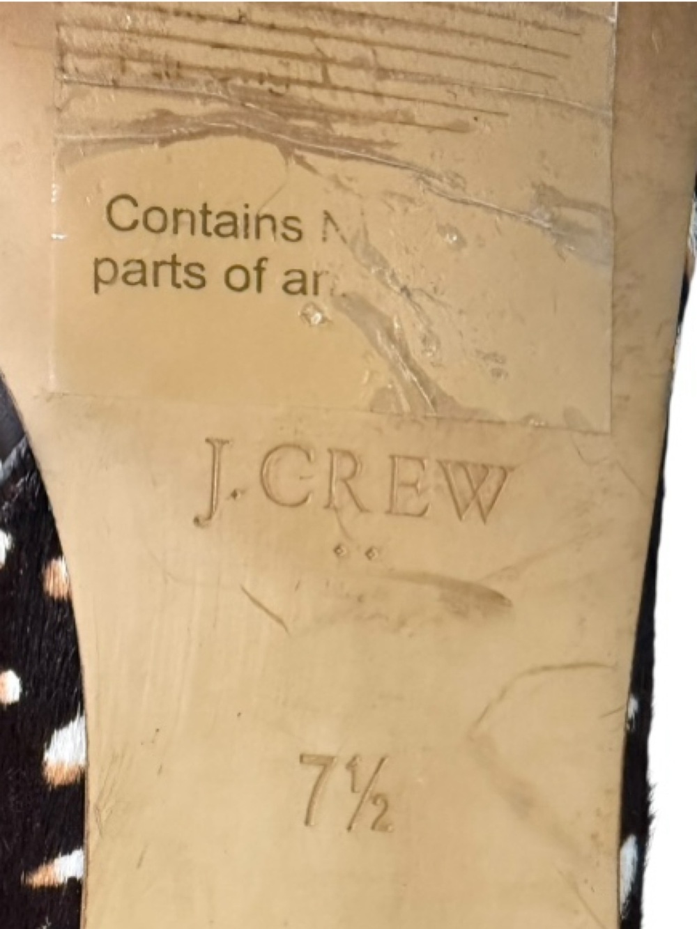 J.Crew Calf Hair D’Orsay Flats Brown Spotted Animal Print Pointed Toe Size 7.5 - Picture 11 of 11